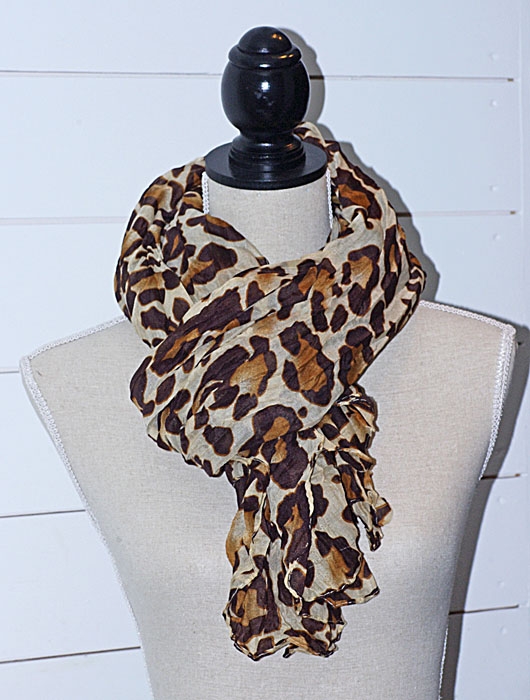 Sjal - leopard beige/brun